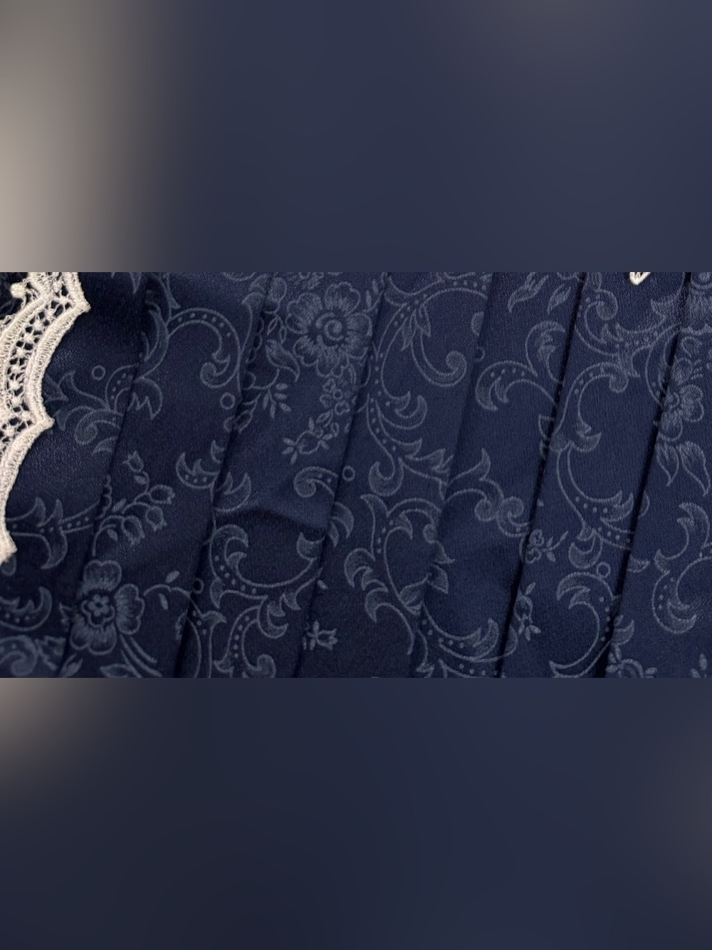 Vintage Scott McClintock Navy Lace Pleated Midi Dress Cottagecore Victorian - Picture 5 of 7